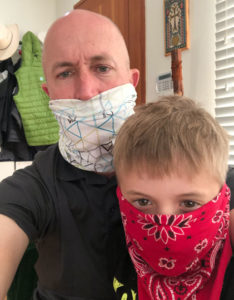 Eric Stumberg and Son wearing mask